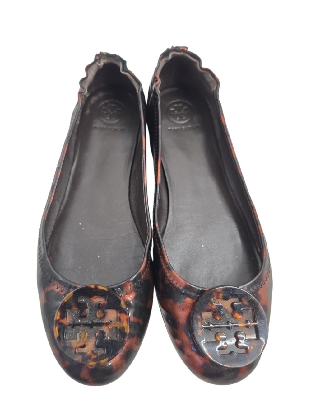 Tory Burch Tortoiseshell Ballet Flats Brown Black Size 8 - Picture 2 of 13